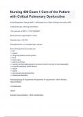 Nursing 400 Exam 1 Care of the Patient with Critical Pulmonary Dysfunction