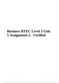 Business BTEC Level 3 Unit 5 Assignment 2 - Verified