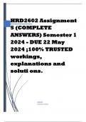 HRD2602 Assignment 5 (COMPLETE ANSWERS) Semester 1 2024 - DUE 22 May 2024 ;100% TRUSTED workings, explanations and soluti ons