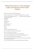 Biology Final Exam; Ivy Tech Community College Exam Questions With Verified Solutions