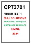 CPT3701 Minor Test 1 COMPLETE SOLUTIONS UNISA 2024 COMPUTATIONAL TECHNIQUES II