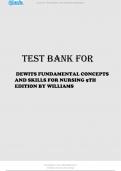 TEST BANK FOR DEWITS FUNDAMENTAL CONCEPTS AND SKILLS FOR NURSING 5TH EDITION BY WILLIAMS