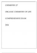 CHEMISTRY 27 ORGANIC CHEMISTRY OF LIFE COMPREHENSIVE EXAM 2024