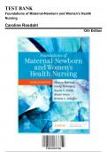 Test Bank: Foundations of Maternal-Newborn and Women’s Health Nursing, 8th Edition by Murray - Chapters 1-28, 9780323827386 | Rationals Included