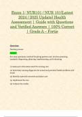 Exam 1: NUR101 / NUR 101 (Latest 2024 / 2025 Update) Health Assessment | Guide with Questions and Verified Answers | 100% Correct | Grade A – Fortis