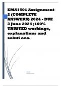 EMA1501 Assignment 2 (COMPLETE ANSWERS) 2024 - DUE 3 June 2024 ;100% TRUSTED workings, explanations and soluti ons