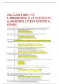 2023/2024 HESI RN FUNDAMENTALS V1 QUESTIONS  & ANSWERS LATEST UPDATE A  GRADE