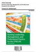 Test Bank: Nursing Leadership, Management, and Professional Practice for the LPN/LVN, 7th Edition by Dahlkemper - Chapters 1-21, 9781719641487 | Rationals Included