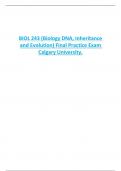 BIOL 243 (Biology DNA, Inheritance and Evolution) Final Practice Exam  Calgary University.