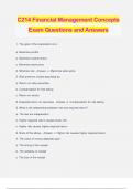 C214 Financial Management Concepts Exam Questions and Answers