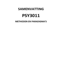 PSY3011 Methoden & Paradigma's