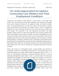 An Under-Appreciated Occupation: Community Care Workers and Their Employment Conditions