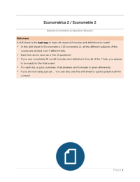 Econometrics 2 / Econometrie 2 (Skill sheet)