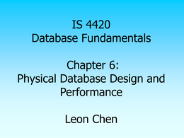 database Physical Design and Performance