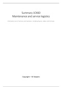 Summary 1CK60 Maintenance and service logistics