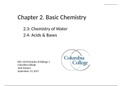 2.3 Chemistry of Water 2.4 Acids and Bases