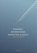 Summary - International Marketing & Sales II