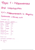 IB Physics - Topic 1 - Measurements and Uncertainties - SL/HL