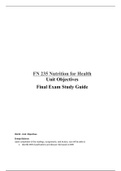 Nutrition for Health- FN235 Final Exam Study Guide & Notes - Graded A - SEMO - Nutrition, Dietetics, Food Science