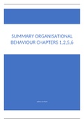 Summary organisational behaviour chapters 1,2,5 & 6