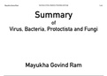 Summary of Virus, Bacteria, Protoctista and Fungi