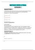 Chamberlain College of Nursing : MATH 225N Week 8 Final Exam (4 Versions) / MATH225 Week 8 Final Exam (4 Versions, Latest 2020)(ANSWERS VERIFIED 100% CORRECT)
