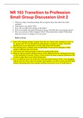 NR 103 Transition to Profession Small Group Discussion Unit 2 Questions And Answers