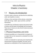 Intro to Physics (PHY101) Ch 1 Summary and Ch 1 Study Terms