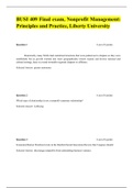 BUSI 409 Final Exam (2 Version), BUSI 409 NON-PROFIT MANAGEMENT, Verified & Correct ,Liberty University