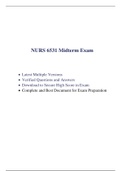  NURS 6531 Midterm Exam (2 Versions, 200 Q & A, 2020 / 2021) / NURS 6531N Midterm Exam / NURS6531 Midterm Exam / NURS6531N Midterm Exam |Verified and 100% Correct Q & A, Download to Secure HIGHSCORE|