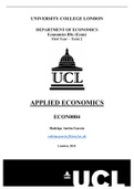 ECON0004 (Applied Economics) Summary - UCL Economics BSc