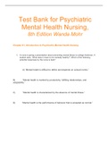 Test Bank for Psychiatric Mental Health Nursing 8th Edition Wanda Mohr