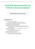 NURS6560 / NURS 6560 Midterm Study Guide Review (Latest 2021): Advanced Practice Care of Adults in Acute Care Settings II - Walden