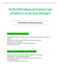 NURS6560 / NURS 6560 Final Review Questions (Latest 2021): Advanced Practice Care of Adults in Acute Care Settings II - Walden