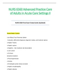 NURS6560 / NURS 6560 Final Exam Study Guide (Updated) (Latest 2021): Advanced Practice Care of Adults in Acute Care Settings II - Walden