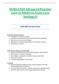 NURS6560 / NURS 6560 Final Exam Review (Latest 2021): Advanced Practice Care of Adults in Acute Care Settings II - Walden