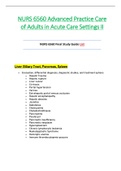 NURS6560 / NURS 6560 Final Study Guide List (Latest 2021): Advanced Practice Care of Adults in Acute Care Settings II - Walden
