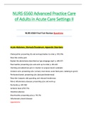 NURS6560 / NURS 6560 Final Test Review Questions (Latest 2021): Advanced Practice Care of Adults in Acute Care Settings II - Walden
