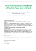 NURS6560 / NURS 6560 Final Review Q & A (Latest 2021): Advanced Practice Care of Adults in Acute Care Settings II - Walden