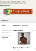 NSG 516 Neurological Completed Shadow Health 5 GRADED A
