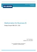 Mathematics for Business B: Summary + Notes + Exercises (Bridging MBA - KUL Brussels)