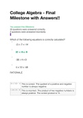 College Algebra - Final Milestone with Answers 2021