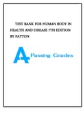 TEST BANK FOR HUMAN BODY IN HEALTH AND DISEASE 7TH EDITION BY PATTON