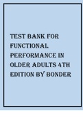 TEST BANK FOR FUNCTIONAL PERFORMANCE IN OLDER ADULTS 4TH EDITION BY BONDER
