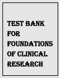 TEST BANK FOR FOUNDATIONS OF CLINICAL RESEARCH 4TH EDITION BY PORTNEY