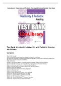 Test Bank Introductory Maternity and Pediatric Nursing 4th Edition > complete with all chapters questions and answers with rationales.