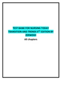 TEST BANK FOR NURSING TODAY TRANSITION AND TRENDS 9TH EDITION BY ZERWEKH