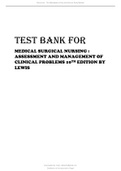 TEST BANK FOR MEDICAL SURGICAL NURSING ASSESSMENT AND MANAGEMENT OF CLINICAL PROBLEMS 10TH EDITION BY LEWIS UPDATED