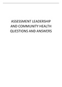 ASSESSMENT LEADERSHIP AND COMMUNITY HEALTH QUESTIONS AND ANSWERS