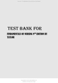 Fundamentals Of Nursing 9th Edition By Taylor, Lynn, Bartlett Latest Updated Test Bank.